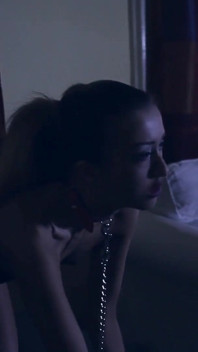 Slut blows long cock at night and gets her face covered with cum