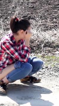 Desperate Girl with Full Bladder Has to Pee on a Dirt Road