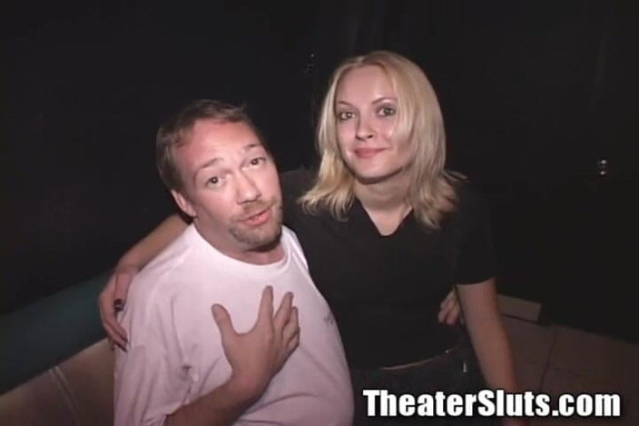Theater Sluts: Blonde Facial Gangfuck Porno Theater Party Cutie!