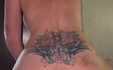 Dirty Red Slut: Tattoos Babe Riding Reverse Cow Girl