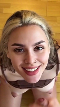 Hot Brunette Shows How to Suck Cock and Gets a Cum Shot on Her Face