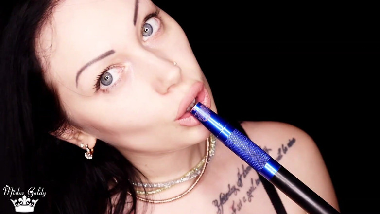 Goddess Misha Goldy: Smoking compilation &amp; lipstick &amp; lip fetish!