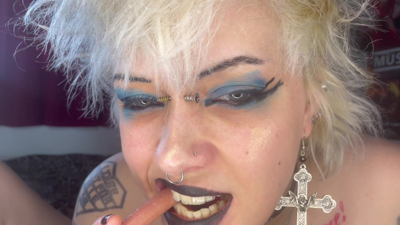 Glitterqueen1999: Step-sister Bites off Your Tiny Cock and Eats It Penectomy