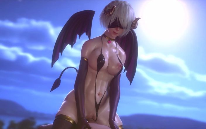 Jackhallowee: 2b in a Succubus Costume Rides a Dick