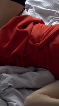Hot Brunette Get Big Cum on Her Red Dress and Pussy, Sex in Hotel