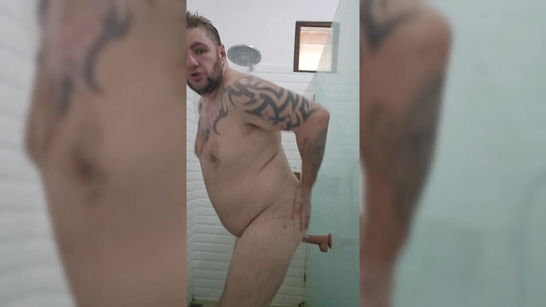 Jimbob Star GAY: Jimbob xà phòng vòi hoa sen cưỡi cu giả