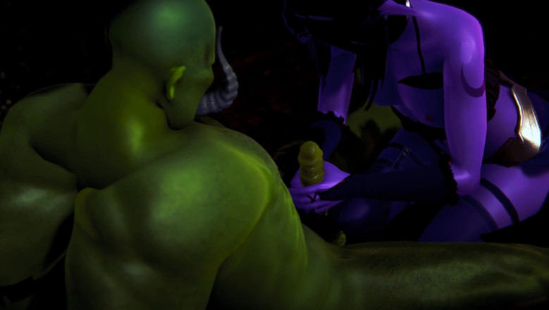 Waifu club 3D: Elf jerking off big green cock