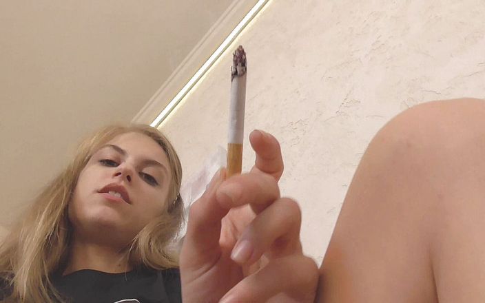 Solo Austria: Vulgar provocative bitch style smoking and ashtray by teenie brat!