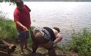 BBW nurse Vicki adventures with friends: Angie Kimber gets spanked by lake dressed