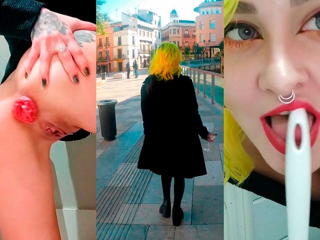 Drinking piss while walking around the city and licking public toilets (Forest whore)