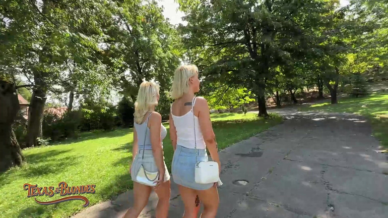 Texas and blondes: Mr. texas bekommt blowjob im park vor dreier-creampie in der...