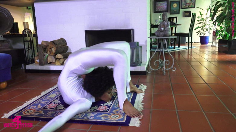 Gymnastic: Acrobatics in a White Zentai Catsuit