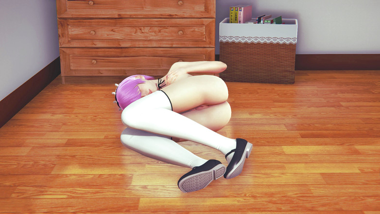 Waifu club 3D: Ram masturbeert in de kamer na het schoonmaken