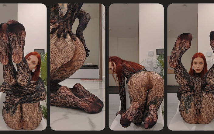 TattoedGirl666: Adorazione Del Piede in Tuta a Rete Nera Trans - Piedi...