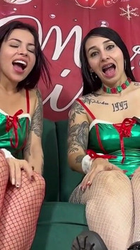 Christmas Elf Makes Two Girls Masturbate