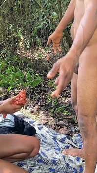 Outdoor Jungle 3-some with 2 Bisexual Chicks and a BBC