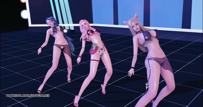 3D-Hentai Games: Kara - Step Ahri, Kaisa, Seraphine, sexy striptease league of legends...