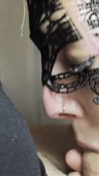 Afternoon Throat Service - Black Dress Swallows Every Drop