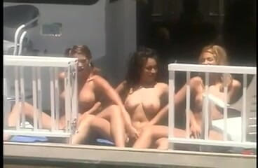 Perfect Porno: Three hot busty beach models having lesbian sex