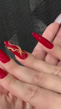 My New Red Long Nails and Long Fingers