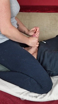 Amateur Edging Handjob with Massive Cumshot and Post Cum Handjob