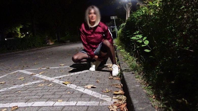 Loreleyadd: Fuck My Dildo on Parking Lot in Stockings