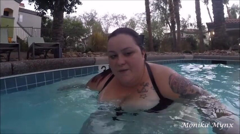 BBW Pleasures: SSBBW walk and swim in pool