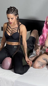 Mibby and Qween Sitting on a Submissive's Face. Nasty Face Sitting Humiliation!