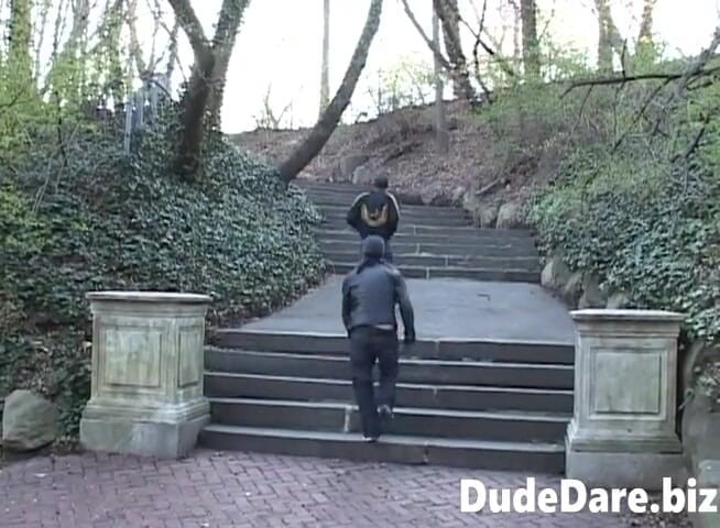 DudeDare: Chap slurping fresh cum after a wild throating