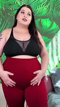 Gassy Belly in Tight Yoga Pants