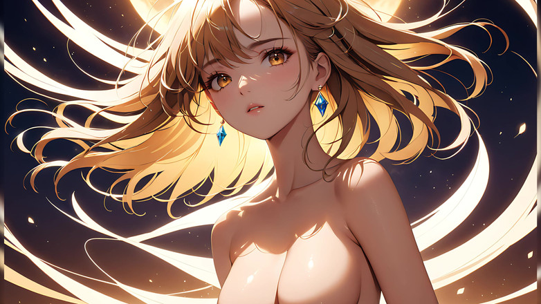 LustRender: Golden Breeze: uma linda jovem em um brilho sonhador