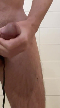 Balls Tied off, Fingers Stuck in the Ass and Very Horny Cumshot