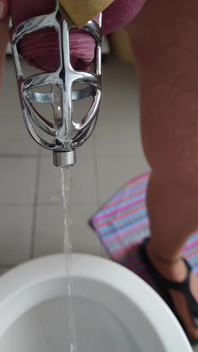 Piss in the Penis Cage with Catheter in Tights