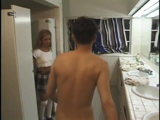 Sex Karma: Randy college girl BJ in bathroom