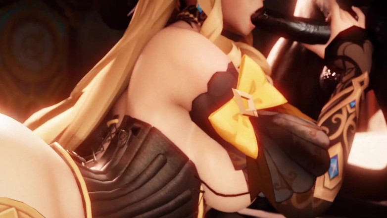 DrAgk: Navia Delikatnie ssie wielkiego kutasa Hilichurl podczas uzyskiwania jej tyłek...