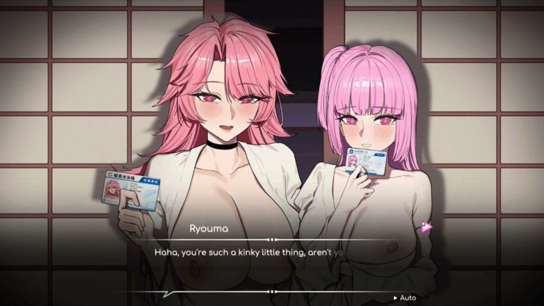 NSFWOtaku: Jeu hentai - Minami et Kagura FFM, scène de sexe dans...