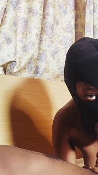 Cumshot in Her Mouth While She Sucks on His Big Black Cock