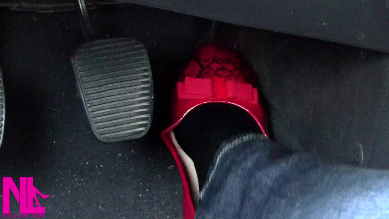 Nyllady: Pedal Pumping and Relaxing My Hosed Feet in Red Pattent...