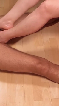 Female Slave Training Day 9/28 - Jerking the Cock with the Feet - Cum by Footjob
