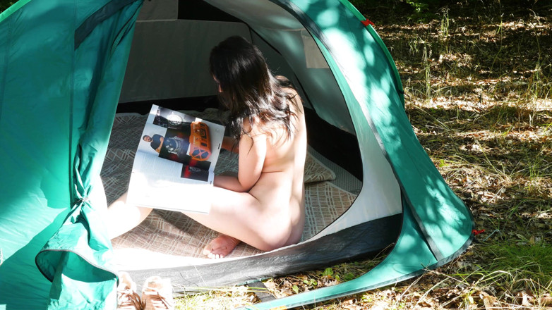 Peaches and Bananas: Naked teen Charlie in the tent. Czech nudist camp.