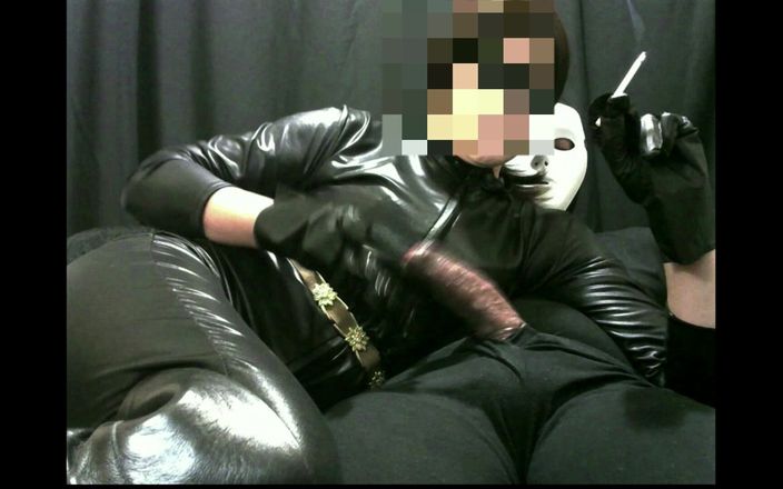 The flying milk wife handjob: Smoking Fetish Leather Wife in Plastic Gloves Jerking Me