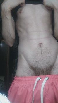 Skinny Boy Teasing His Abs on Camera