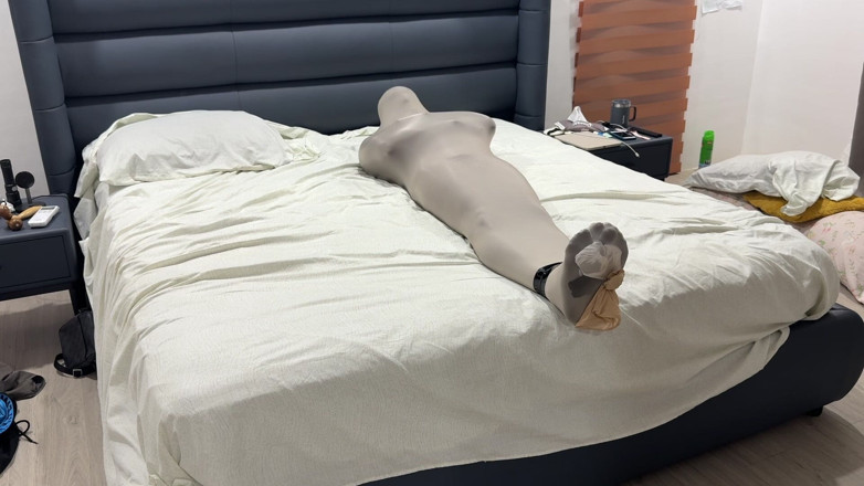 Mean Asian Wife: Mummified in Pantyhose Cocoon Vulnerable Encased Inside Nylon