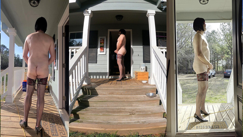 Jon Screcrow: 穿着高跟鞋和我的前妻丝袜在清晨的阳光下手淫