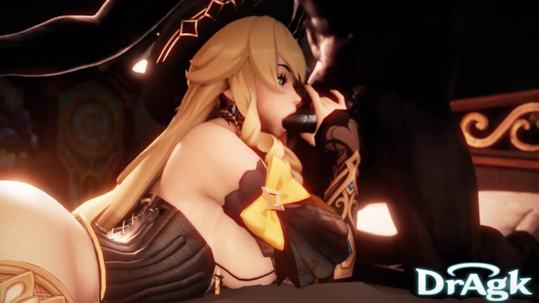 DrAgk: Navia suce doucement une grosse bite hilichure en se faisant...