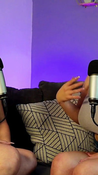 2 Latin Girls Eat Each Other's Big Tits at the End of the Podcast