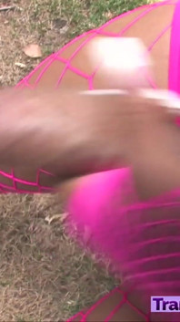 Huge BBC Pink Fishnets Pretty Petite