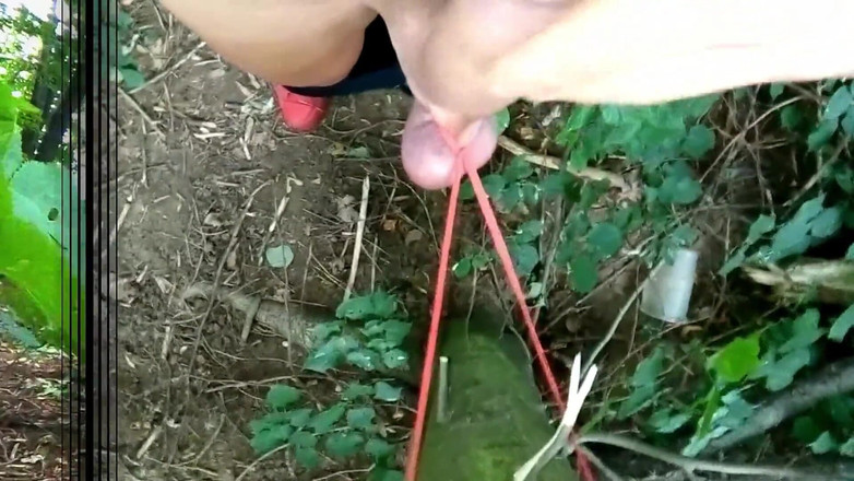 Idmir Sugary: Яйца твинка растянуты на улице, самостоятельная сперма на яйца