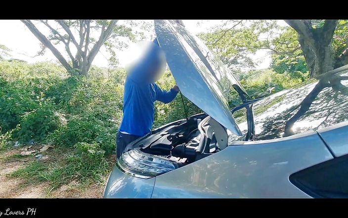 Pinay Viral Scandal: Gelukkige vreemdeling Aziatisch amateur-trio in de auto op de weg,...