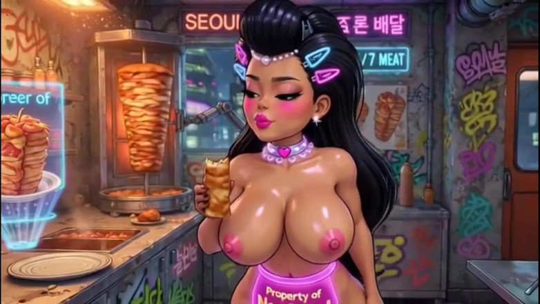 Hot girl dancing: Divertente ragazza del fumetto in topless, ai animation